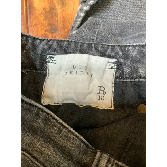 R13 Black Denim Boy Skinny Cropped Jeans $365, Size 24 - Picture 10 of 10